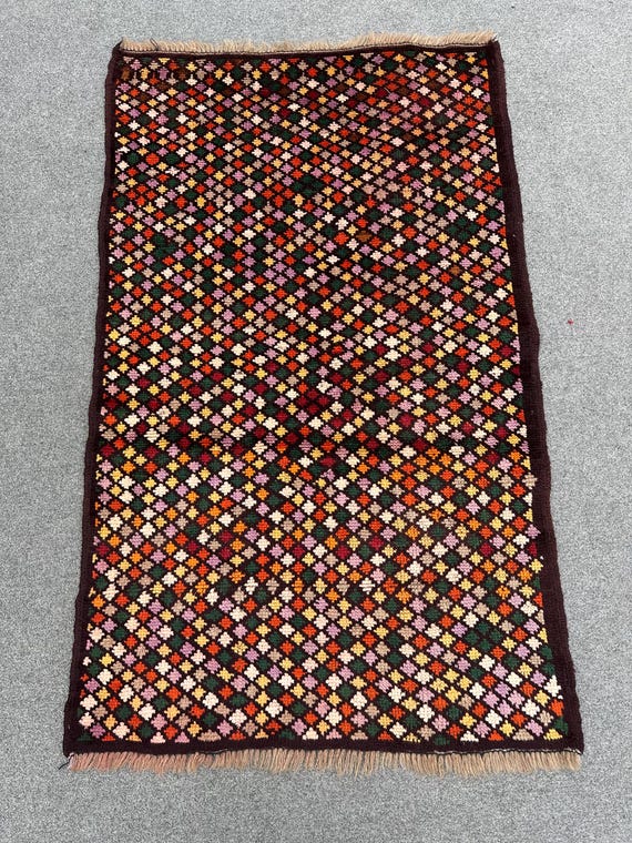 ヴィンテージ アフガン バルーチ ラグ (3x5): ハンドメイド ウール