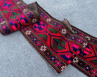 SIZE : 1'3 x 12' Feet Beautiful Handmade Afghan Tribal Baluch Pile Hallway Rug Runner. Kitchen Rug Runner. Entry Hallway Runner