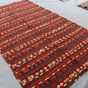 6x10 Antique Turkish Kilim Rug - Handmade Flatweave Wool Tribal Carpet - Vintage Striped Anatolian Style Kilim - Bohemian Decor, Kitchen Rug