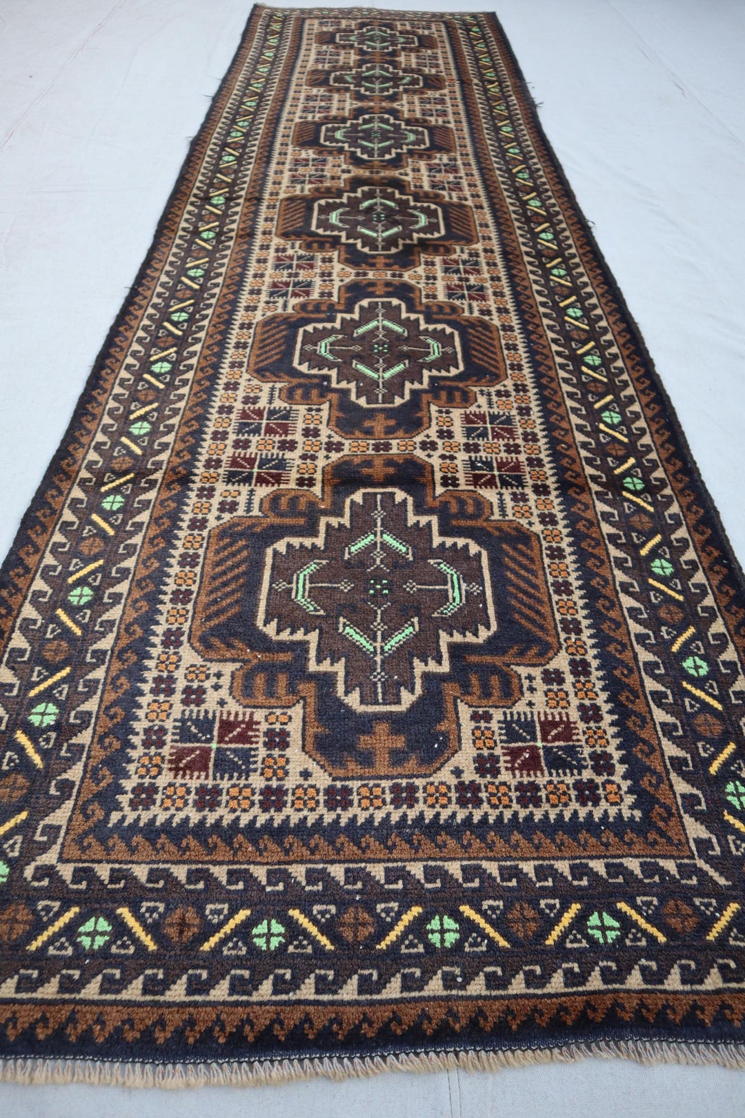 かち　オーダーページ ヴィンテージ アフガニスタン ベルーチ ウール ラグ ランナー