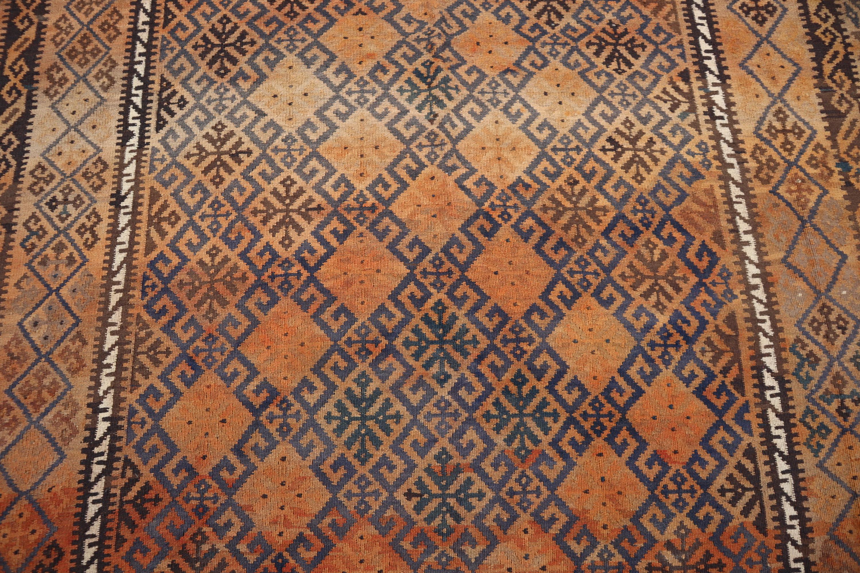 9x13 アンティーク アフガン キリム ラグ、ハンドメイド ウール