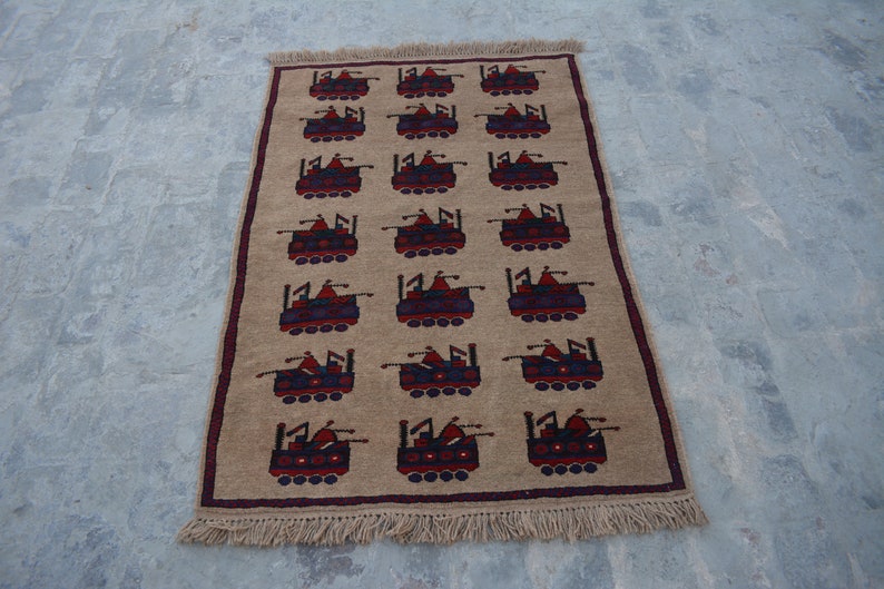 3 x 4/'9 Feet Gorgeous Handmade Afghan Tribal Tang Pattern Stunning 100/% Wool Rug