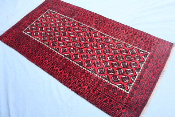 Antique Baluchi Taimani Rug: 4x7 Afghan Hand-knotted Wool Tribal