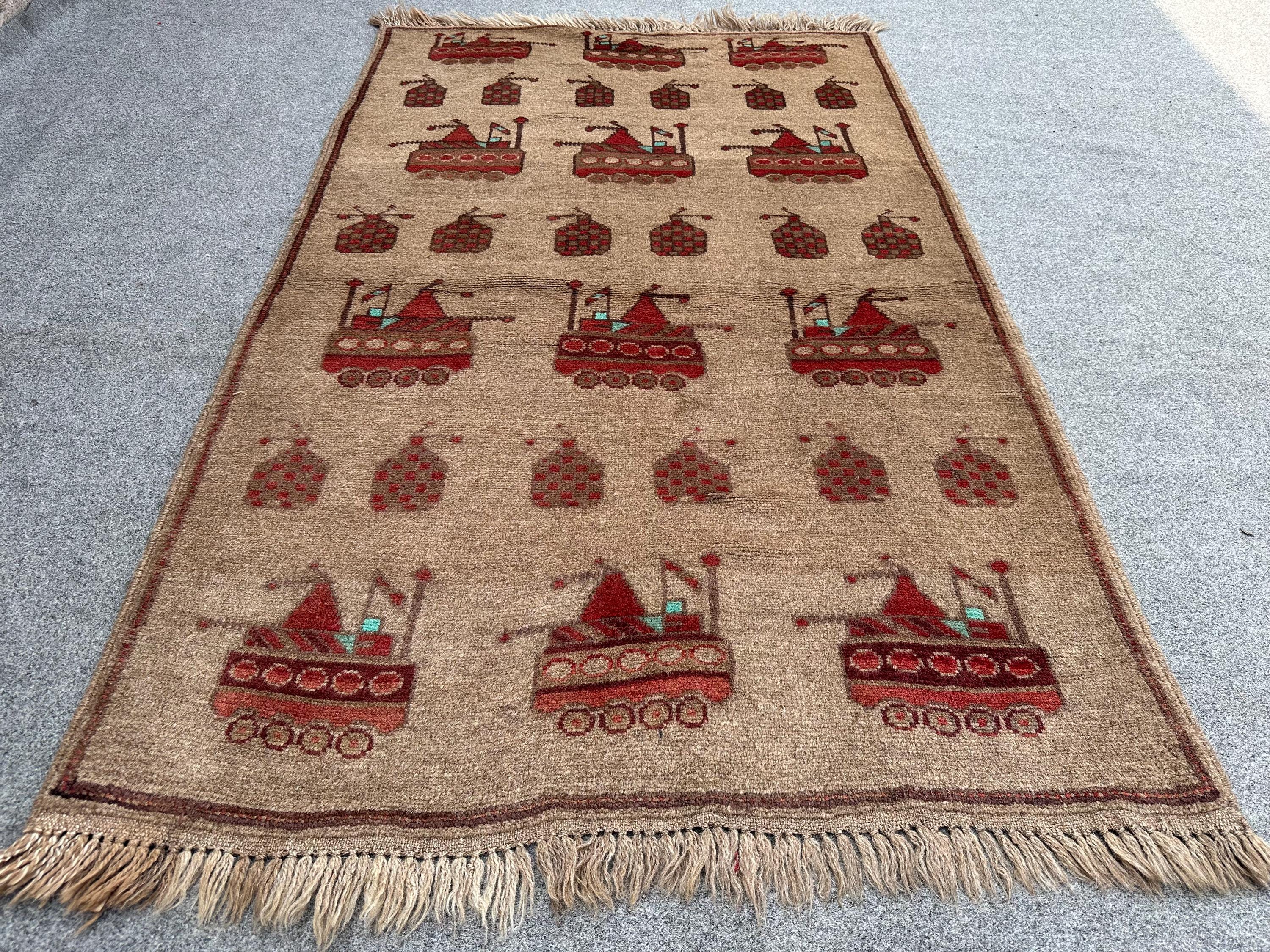 ラグ・カーペット Baluch rug#3 Antique Baluch Tribal Rug - 3'1 X 5'4 - 95 X 162 Cm - Circa