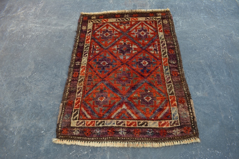 2/'2 x 2/'11 Feet Handmade Afghan Tribal Baluch Vintage rug SIZE Home Decor Rug.