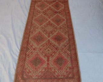 Afghansk Mishwani-löpare 3x12, mörkbrun ullmatta i terrakotta, tribalstil
