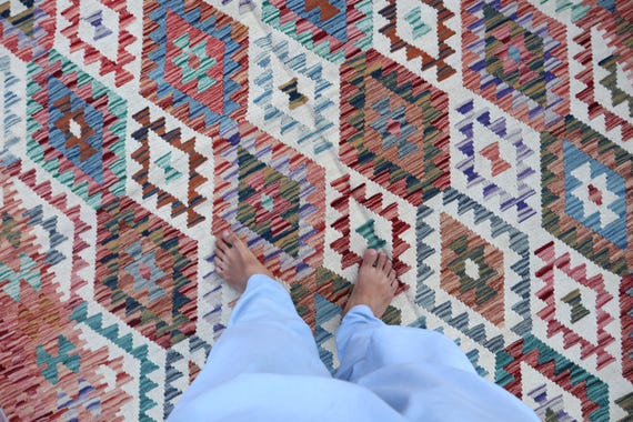 Hand-knotted Wool Kilim Rug: 7x10 Multicolor Afghan Tribal