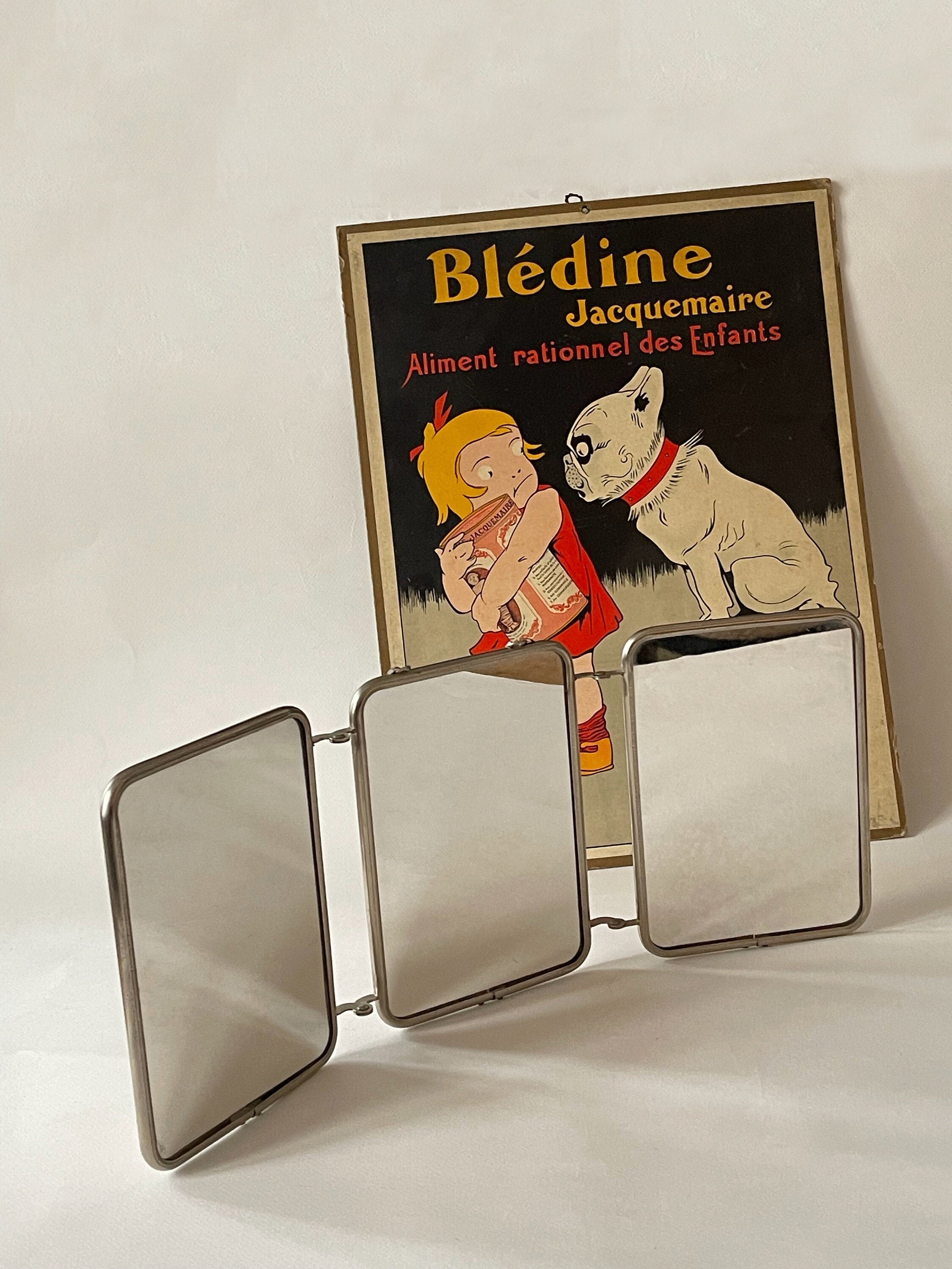 1950S Triptych Barber Mirror/Hanging Decor.