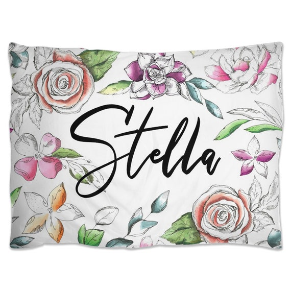 Watercolor Floral Personalized Pillow Sham Personalized Etsy