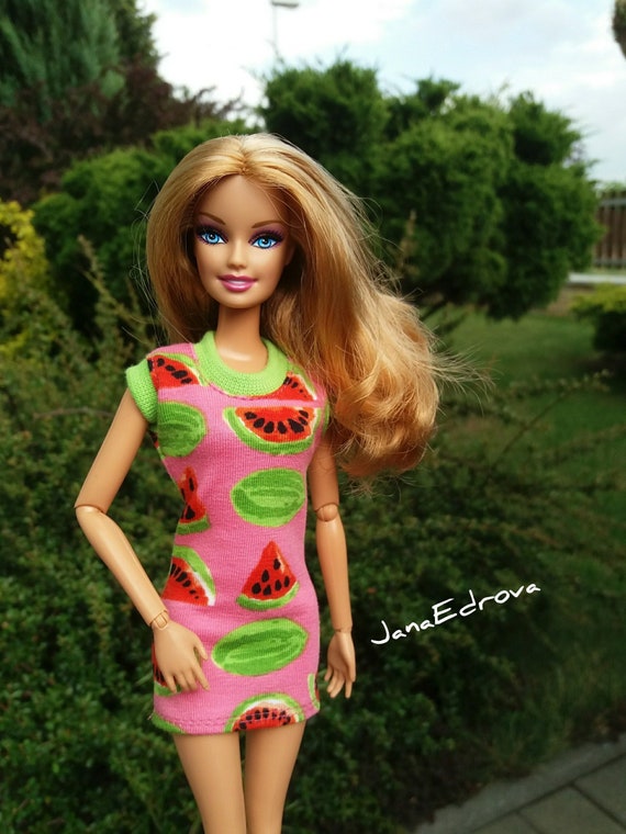 Voorzien Dankbaar donderdag Watermeloen jersey jurk voor Barbie Poppy poppen - Etsy Nederland