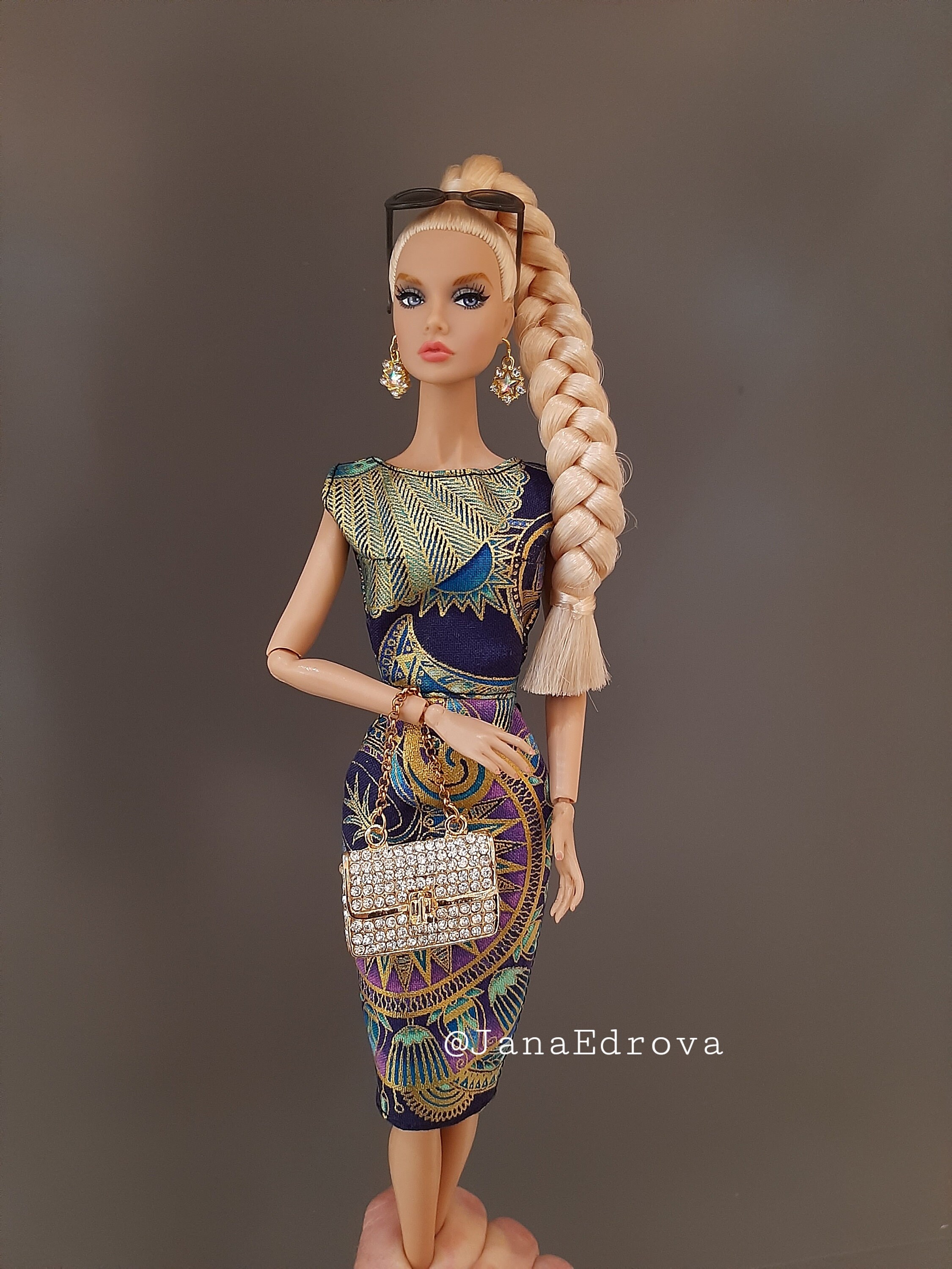 Elegant Gold Blue Dress For Barbie Poppy Dolls Etsy 日本