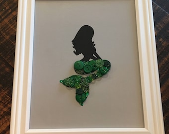 Ariel Silhouette Framed Button Art