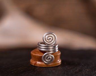 Handmade silver plated spiral metal dreadlock bead, dread charm