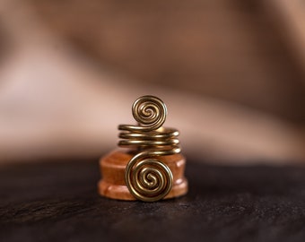 Handmade brass spiral metal dreadlock bead, dread charm