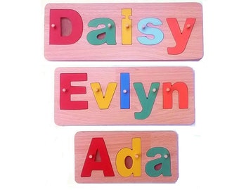Name Jigsaw, Hand Made, Quality Wooden Toy Made In England, slot in jigsaw, birth gift, birthday gift