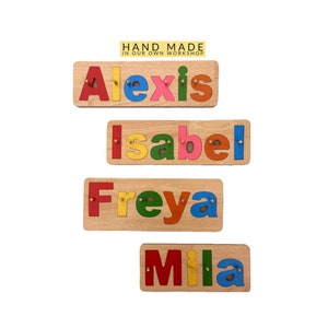 childrens name jigsaw name personalised birthday gift christening and birth gift hand made wooden toys jigsaw name personalised gift present image 1