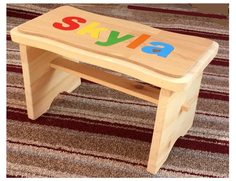 childrens jigsaw stool personalized wooden toy birth gift christening gift made in england image 2