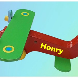 large toy wooden aeroplane, personalized toy, aeroplane, hand made toy, large wooden plane, boys and girls toys, child's birthday gift image 2