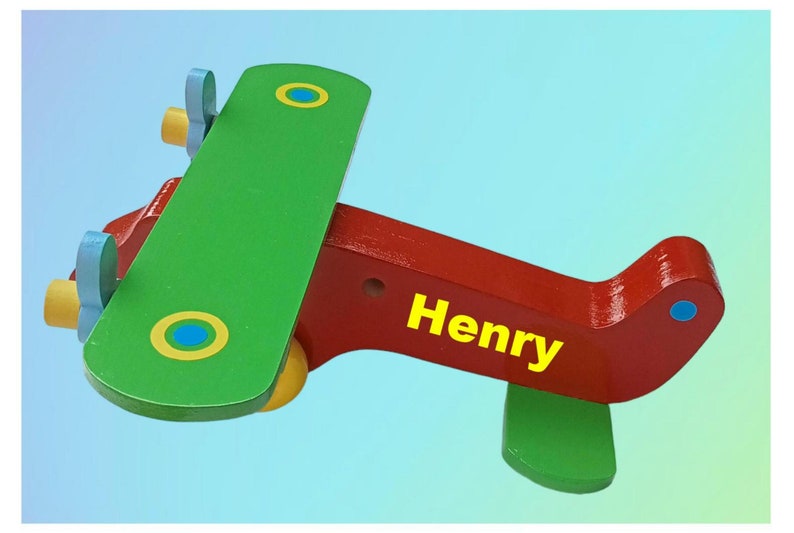 large toy wooden aeroplane, personalized toy, aeroplane, hand made toy, large wooden plane, boys and girls toys, child's birthday gift image 2