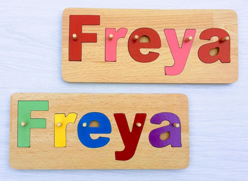 childrens name jigsaw name personalised birthday gift christening and birth gift hand made wooden toys jigsaw name personalised gift present image 4