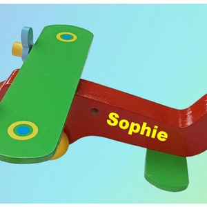 large toy wooden aeroplane, personalized toy, aeroplane, hand made toy, large wooden plane, boys and girls toys, child's birthday gift image 4