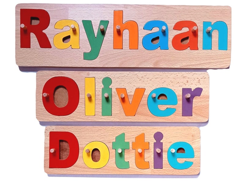 childrens name jigsaw name personalised birthday gift christening and birth gift hand made wooden toys jigsaw name personalised gift present image 2