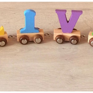 train name baby christening gift name train birthday gift personalized boy or girl gift toddler present handmade letter train wooden train image 7