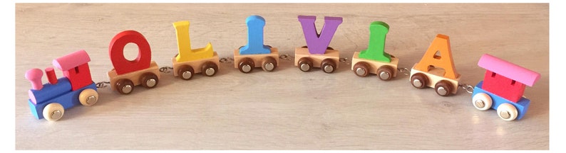 train name baby christening gift name train birthday gift personalized boy or girl gift toddler present handmade letter train wooden train image 7