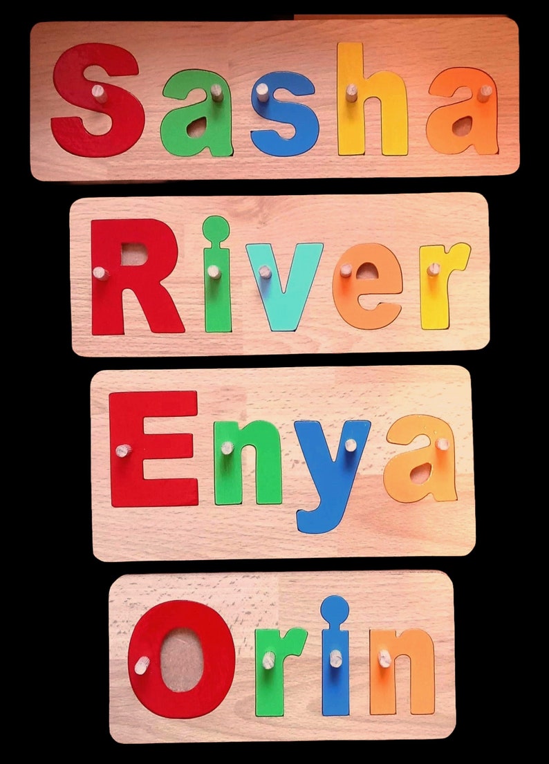 childrens name jigsaw name personalised birthday gift christening and birth gift hand made wooden toys jigsaw name personalised gift present image 10