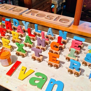 name train personalized wooden train name toddler gift christening gift boys or girls present wooden hand made train letters personalised image 5