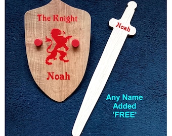 wooden sword and shield childrens toy personalised gift traditional wooden personalized toys handmade in england