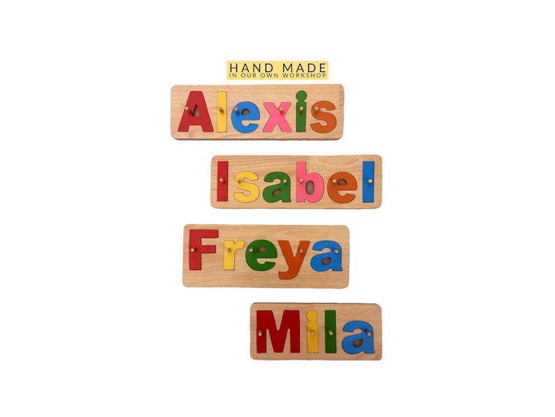 childrens name jigsaw name personalised birthday gift christening and birth gift hand made wooden toys jigsaw name personalised gift present image 1