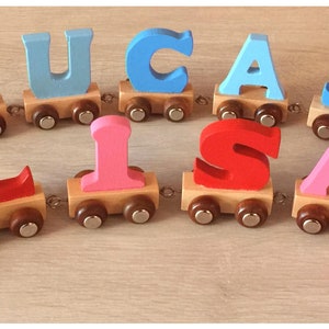 train name baby christening gift name train birthday gift personalized boy or girl gift toddler present handmade letter train wooden train image 6