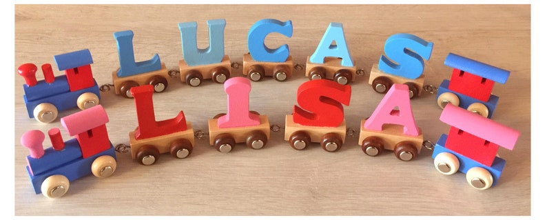 train name baby christening gift name train birthday gift personalized boy or girl gift toddler present handmade letter train wooden train image 6
