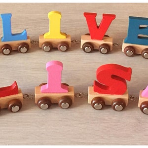 name train personalized wooden train name toddler gift christening gift boys or girls present wooden hand made train letters personalised image 2