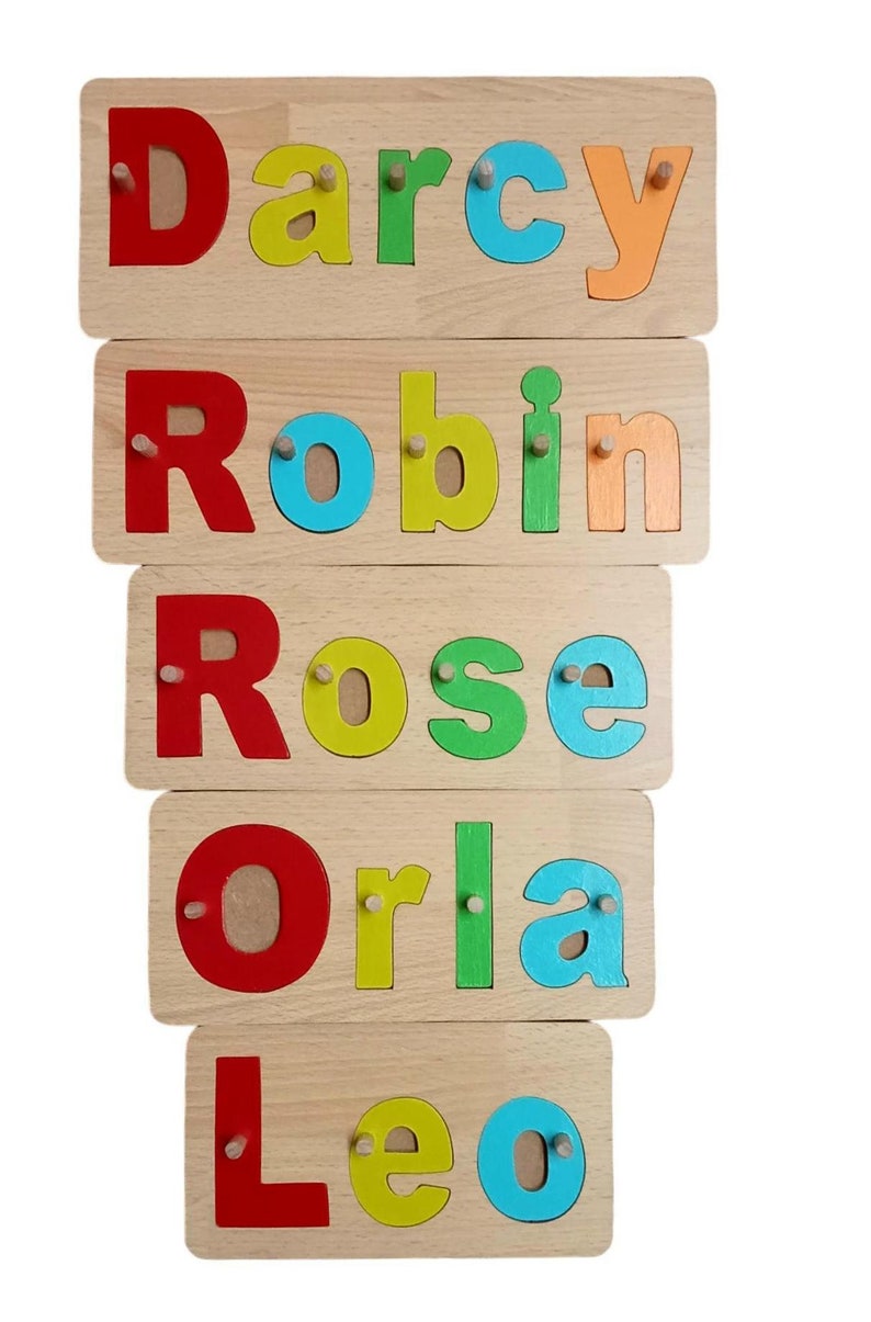 childrens name jigsaw name personalised birthday gift christening and birth gift hand made wooden toys jigsaw name personalised gift present image 7