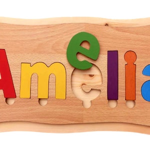 childrens jigsaw stool personalized wooden toy birth gift christening gift made in england image 9