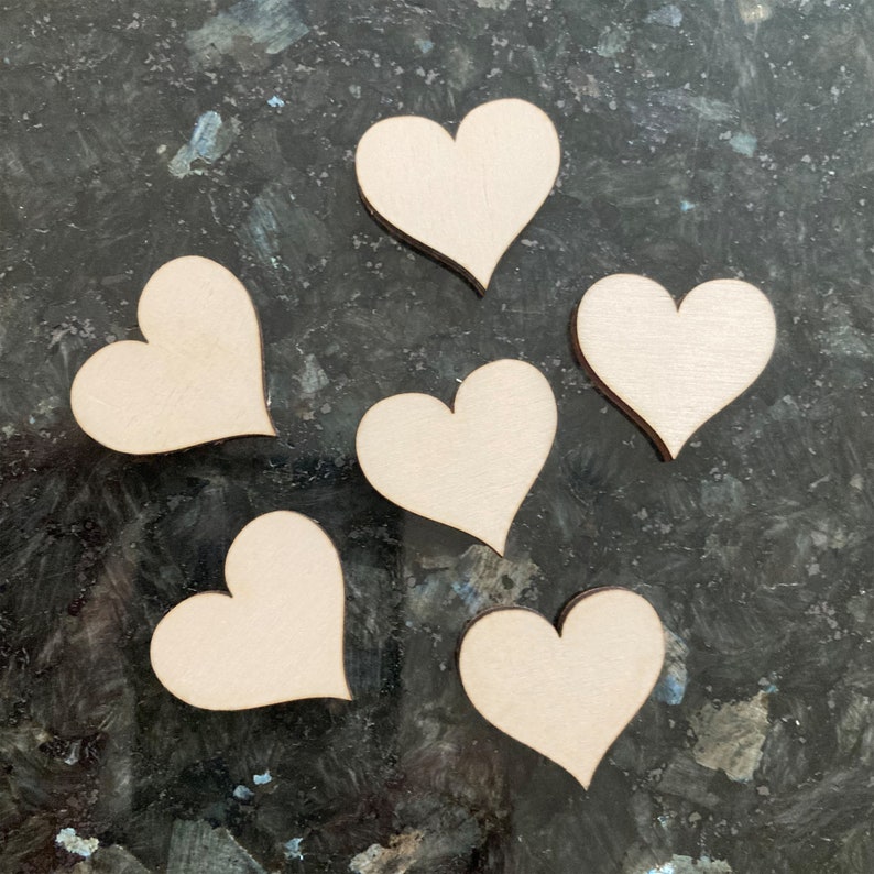 Set of 6 Small Fridge Magnets Wooden Love Hearts Neodymium Magnet 6 Hearts 30 x 27 mm image 1