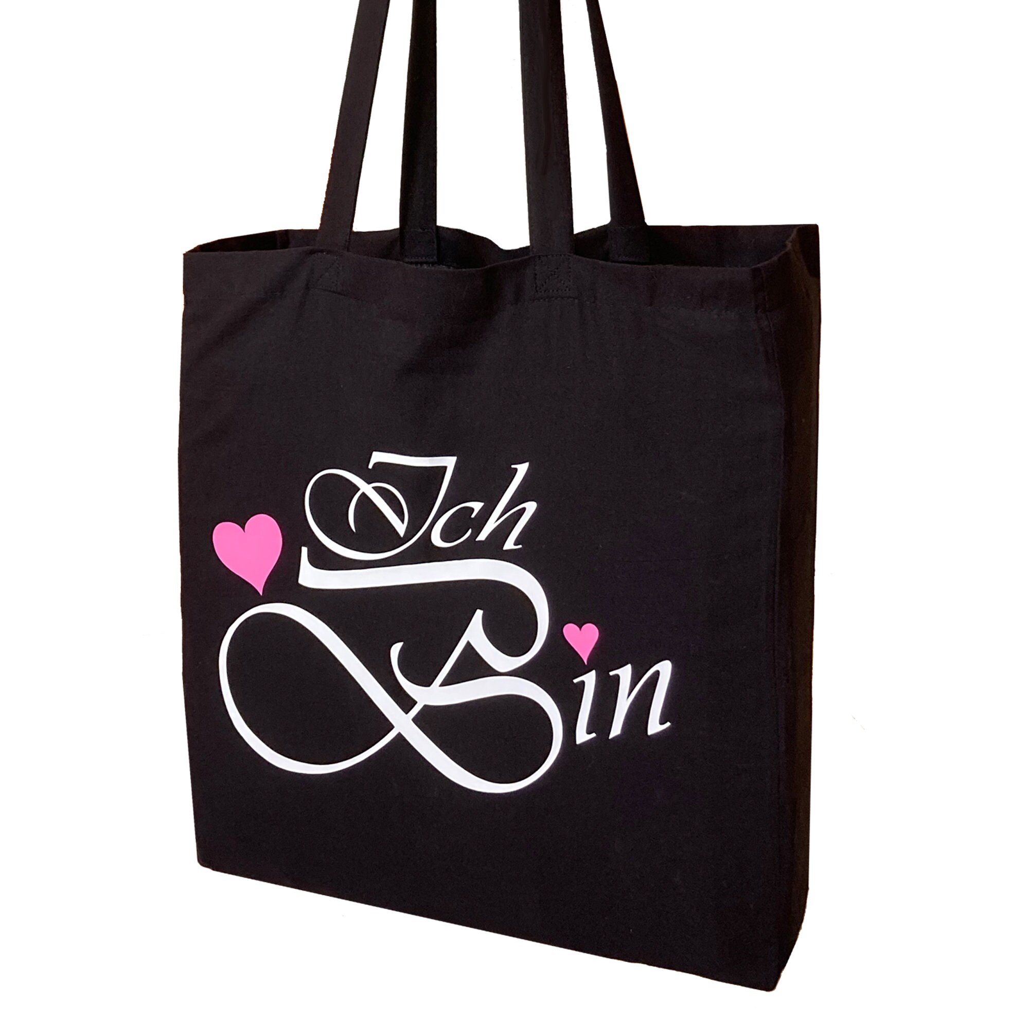 Jute bag cotton bag shopping bag "I Am" | Side + bottom fold | Long handles 38x42x10 cm