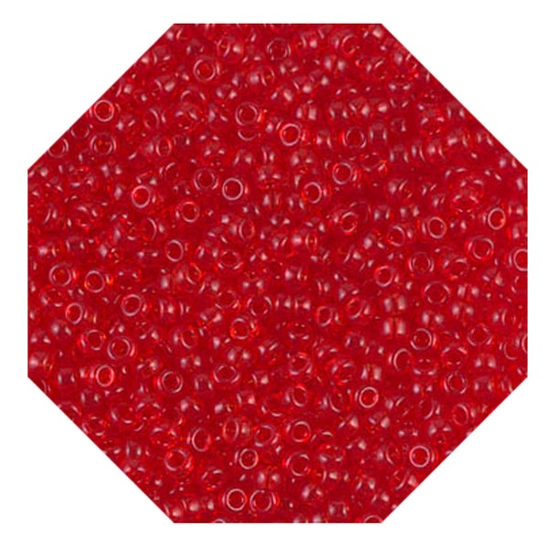 10 g (195.00 euros / 1 KG) - Miyuki Rocailles - Japanese glass beads - Seed Beads - 11/0 140 - Transparent Red Orange