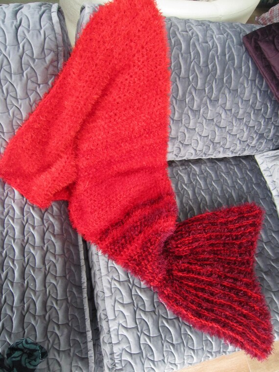 Mermaid Tail Blanket For Child Red Kid S Blanket Etsy