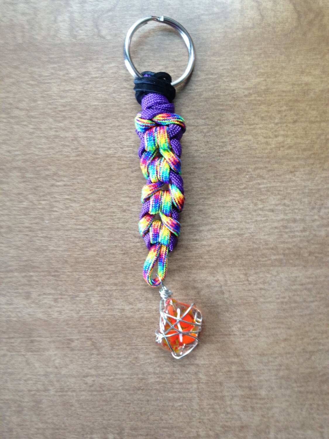 Handmade 550 Paracord Keychain in Purple with Wire Wrapped Etsy