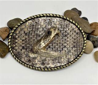 Urban Backwoods Rattlesnake II Fibbia Per Cintura In Metallo | 90x67 Mm Per Cinture Fino A 4 Cm
