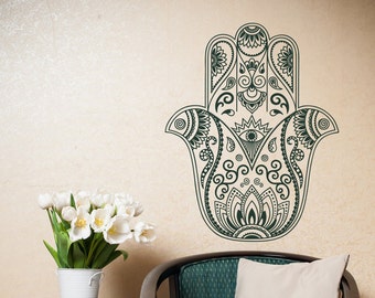 Hamsa Hand Vinyl Wall Decal: Bohemian Protection Symbol Sticker, Spiritual Boho Home Decor #31