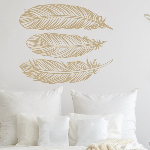 Feathers Wall Decal Feather Wall Art Set of 3 Feathers Wall Etsy