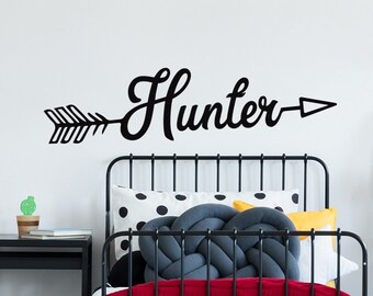 Muursticker jongens met pijl - aangepaste muursticker babyjongen - gepersonaliseerde sticker voor naam met pijl jongenskamer kinderkamer avontuur decor 89