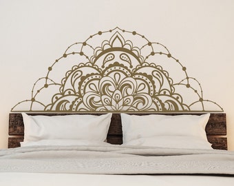 Half Mandala Vinyl Wall Decals for Bedroom- Mandala Decal Car- Mandala Window Decal- Headboard Master Bedroom Wall Decal Mandala Decor #58