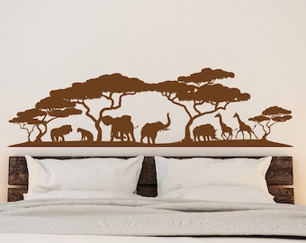 Vinilo decorativo para pared con paisaje de animales salvajes: decoración de dormitorio con safari, vinilo decorativo para pared con animales africanos, decoración de pared con puesta de sol en África, vinilos decorativos para pared con naturaleza n.° 191