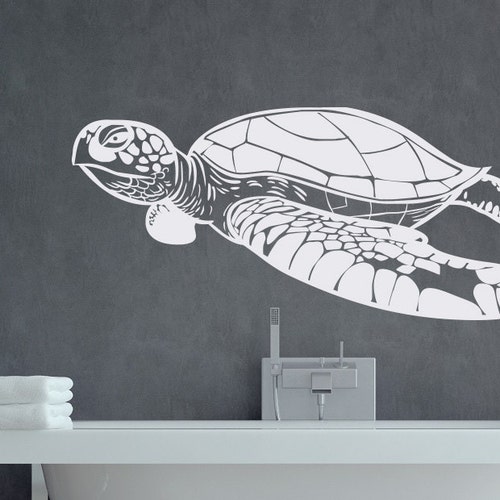 Turtle Wall Decal Sea Animals Decor Nautical Wall Decal Ocean Etsy