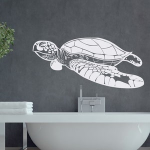 Turtle Wall Decal Sea Animals Decor Nautical Wall Decal Ocean - Etsy